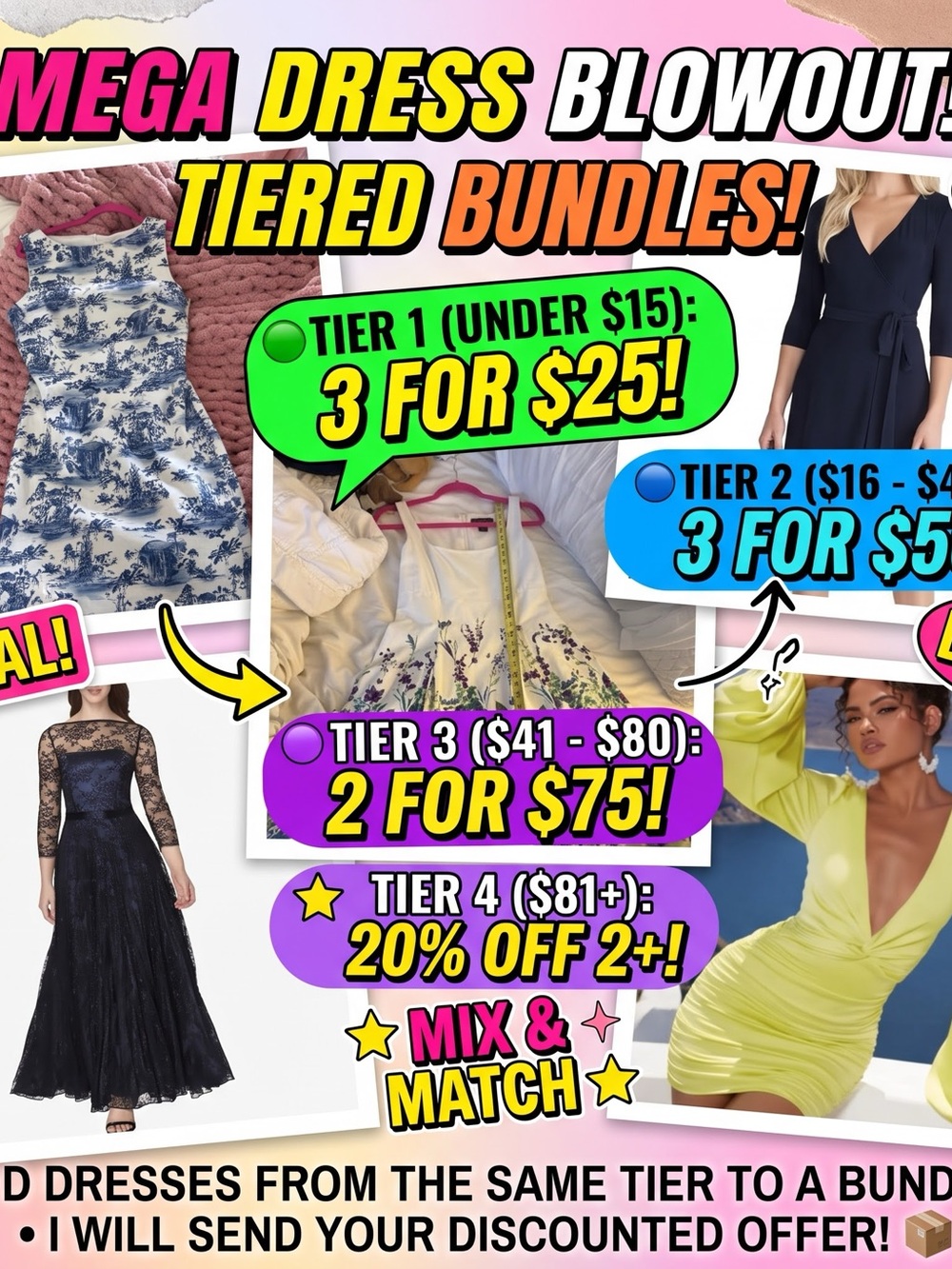 🔥 DRESS BLOWOUT TIERED BUNDLES! (3 for $25, 3 for $50 & MORE!) 👗